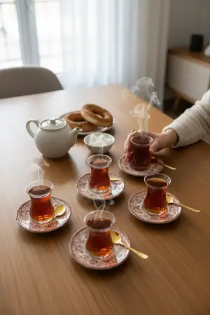 Akayev Porselen Vintage Maroon 6 Parça Çay Tabağı - Akayev
