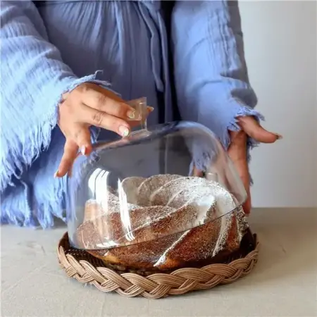 Akayev Rattan 25 cm Cam Fanus Sunumluk - Akayev