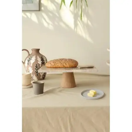 Akayev Traverten 30x15 Cm Konik Ahşap Ayaklı Sunumluk - Akayev
