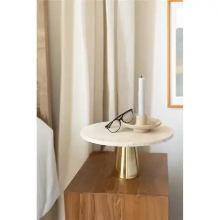 Akayev Travertine 28 cm Gold Conical Base Serving Tray - Akayev