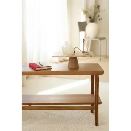 Akayev Travertine 30x20 cm Conical Serving Tray with Wooden Legs - Akayev