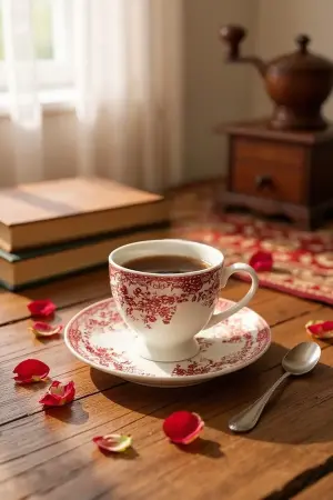 Akayev Vintage 6-Piece Porcelain Coffee Cup Set, Red - Akayev