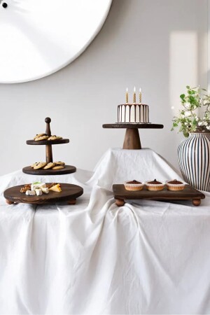 Akayev Wooden 4-Piece Bridal Serving Plate Set - Akayev