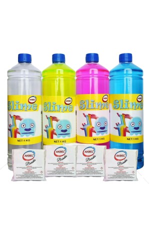 Akbel Slime Play Gel Set 4 Colors 4x1 Kg + Borax 6227234 - Get Lock