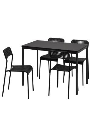 AKDENIZ SANDSBERG/ADDE black kitchen table set with 4 chairs - Ikea