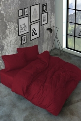 Akfil Cotton Claret Red Double Duvet Cover Set (WITH ELASTIC SHEET) snr002düzrenkkımdouble - SNR HOME COLLECTION
