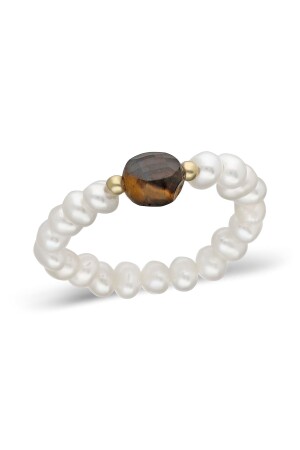 AKİ TIGER EYE PEARL RING - Mlini Jewellery