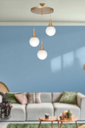 Akile 3-Piece Antique Painted Pendant Lamp Chandelier (White Glass) AKLE-ESK-AVZ-01 - BSA LIGHTING