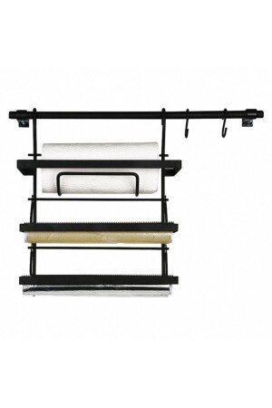 Akın Lüx - Alm255 Black Foil Holder - Stretch Holder and Paper Towel Holder Set ELTFOL202011 - Genel Markalar