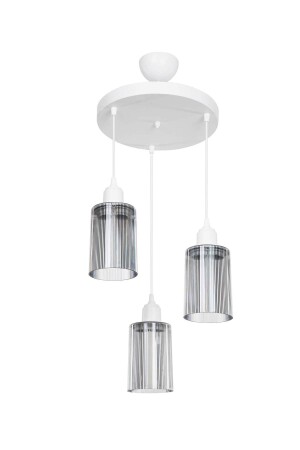 Aksel 3-Piece Chandelier White with Smoked Optical Glass B-101261 - lumenistanbul