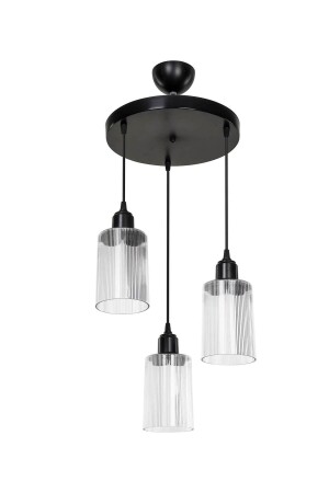 Aksel 3-Piece Chandelier with Transparent Optical Glass Black ASZ. 1488 - Modelight
