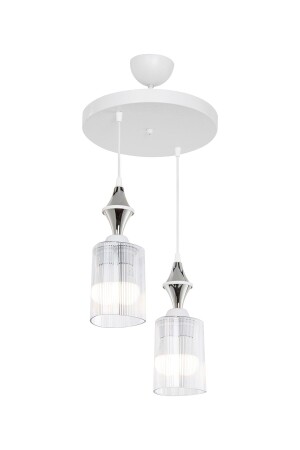 Akses Tile Chrome 2 Piece Triangle Transparent Living Room Dining Room Living Room Entrance Kitchen Bedroom Chandelier MNG. 144506 - manogrup avize aydınlatma