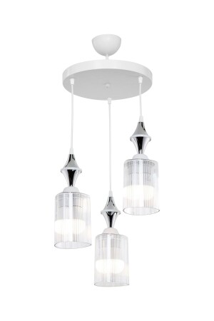 Akses Tile Chrome 3-Piece Triangle Transparent Living Room Dining Room Living Room Entrance Kitchen Bedroom Chandelier MNG. 144806 - manogrup avize aydınlatma