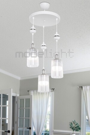 Akses White Globe Chrome 3-Piece Clear Glass Chandelier Living Room-Living Room-Kid's Room-Bedroom-Dining Room MDL. 4452 - Modelight