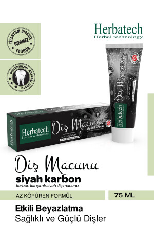 Aktif Karbonlu Siyah Diş Macunu - Doğal Beyazlatıcı Ve Leke Karşıtı 75 ml - Herbatech