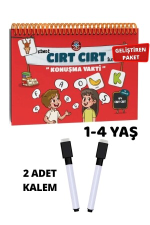 Aktivitätsbuch mit Sprechzeitaktivitäten mit Klettverschluss und 2 löschbaren Stiften - Çocuk Akademi