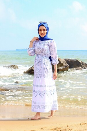 Al 3117 Embroidery Printed Dress 130 Cm 10872 - Hilal Moda