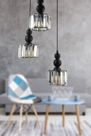 Alaba 3. Chandelier with Black Transparent Stone BEG1187BEG03 - Begüsa