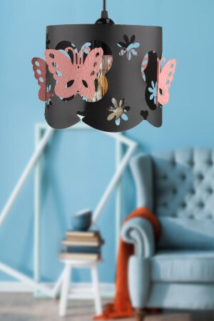 Alara Single Chandelier Black Pink Butterfly BEG1213 - Begüsa