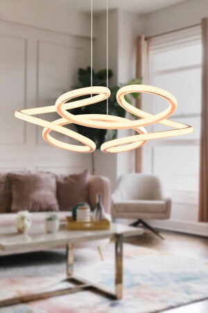 Aldo Rose Gold Pendant Lamp 140 Watt Pendant Lamp with 3 Colored LEDs Modern Kitchen Bathroom Led Living Room Pendant Lamp Chandelier 11277-01-RG - Apliqa