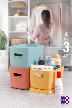 Alegra 3 Pieces 4 Lt Mix Multi-Purpose Cabinet Organizer Box with Lid, Decorative Storage Box MOWO-11-007-3 - Mowo Home