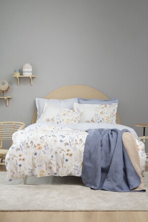 Aleta Blue Double 100% Cotton Duvet Cover Blanket Set 200. 21. 01. 0201 - Karaca Home