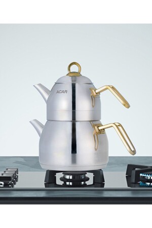 Alexi Gold Büyük Boy 1,30 -2,50 Lt Çelik Çaydanlık Takımı 0460 - ACAR