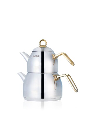 Alexi Gold Medium Size 0,80 / 1,75 Lt Stahl-Teekannen-Set 0459 - ACAR
