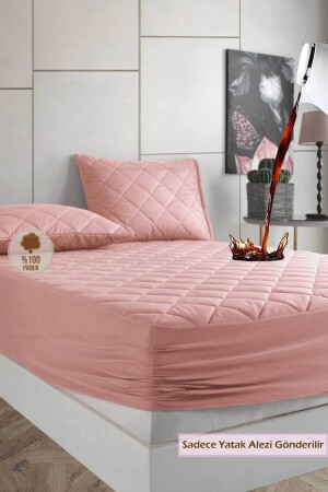 Alez Pudra %100 Pamuk Kapitone Sıvı Geçirmez Alez Fitted Çarşaf - Formeya
