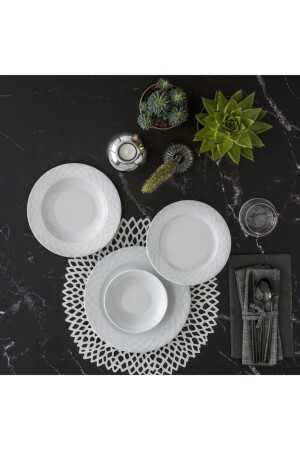 Alfa 48 Piece Dinner Set for 12 People ALFAX669ZEM - Güral Porselen