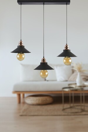Alfa Modern Row Pendant Lamp Black Cafe - Kitchen 3-Piece Chandelier LA500000028 - Fer Avize