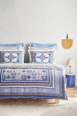 Alfama 100% Cotton Duvet Cover Set Double Blue 200. 22. 01. 0105 - Karaca Home