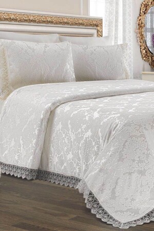 Alfima Aden Chenille Laced Double Pique Set Cream - Pınar