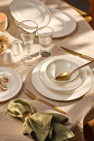 Alicia Fine Bone 60 Piece Dinner Set for 12 People Round Gold 600. 15. 01. 2581-1 - Emsan
