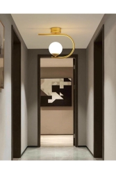 Alina Modern Metal Tekli Plafonyer Gold Hol - Mutfak Tekli Avize LA2255555001 - Fer Avize