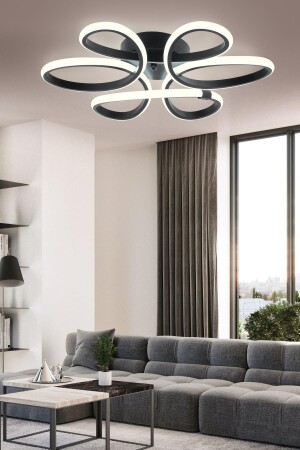 Alis Modern Black Plafonier Ceiling White Light Zero Living Room Kitchen Bedroom Led Chandelier - Dekorluna