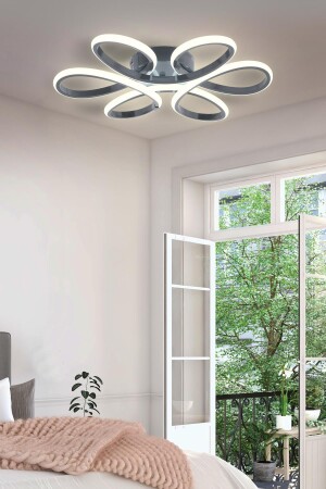 Alis Modern Smoke Plafonier Ceiling Zero White Light Living Room Kitchen Bedroom Led Chandelier - Dekorluna