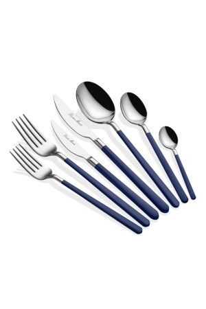 Allegra Navy Blue Fork Spoon Knife Set 42 Pieces for 6 People allegra42series - Dame Marie