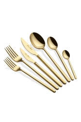 Allegra Titanium Gold Fork Spoon Knife Set 42 Pieces for 6 People allegra42series - Dame Marie
