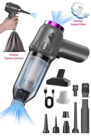 Ally Powerful Portable 15000pa 2-Stage Portable Cordless Vacuum Cleaner with Air Blower, Grey - Ally