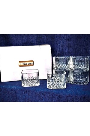 Almarandi 6 Pieces Square Glass Ice Cream - Magnolia - Presentation - Snack Bowl Set - Star Glass