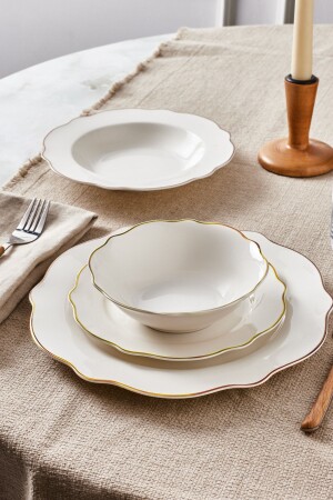 Almond Gold Line 24 Piece Dinner Set for 6 Persons 153. 03. 06. 8746-1 - Karaca