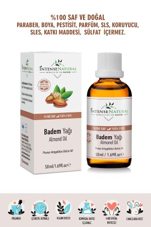 Almond Oil Sweet Cold Pressed 50 ml 100% Pure And Natural Sweet Almond Oil - İntense Natural