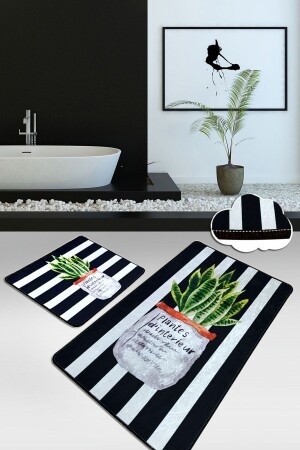 ALOEVERA Set of 2 Bathroom Rug Mat Washable Non-Slip Base Toilet Bowl Set 8682125983097 - Chilai Home