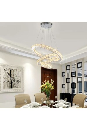 Alpha Crystal Stone 3 Stage Modern LED Living Room Chandelier 0035 - LİVORA LIGHTING