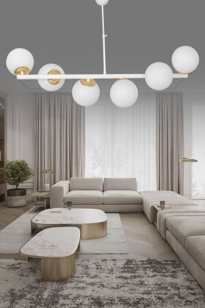 Altina 6-teiliger weißer moderner Luxus-Kronleuchter SEF165 - ŞL Şef Light