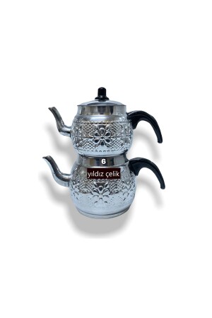 Aluminum Teapot with Motif No 6 (4. 50 Liters) jumbo size - Yıldız çelik