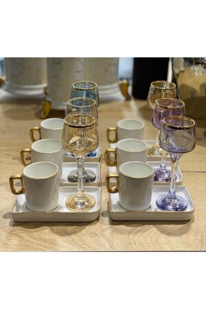 Alya Series Set of 6 Coffee Cups with Serving Plates Ymk-79 - CARMEN SOFT paris