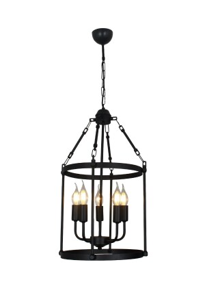 Amanda 5 Piece Black Caged Pendant Lamp Chandelier 3135 05 0100 00 00 - Taşcan Aydınlatma
