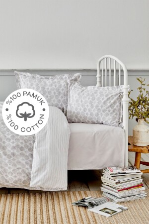 Amanda Gray 100% Cotton Double Duvet Cover Set 200. 16. 01. 0004 - Karaca Home